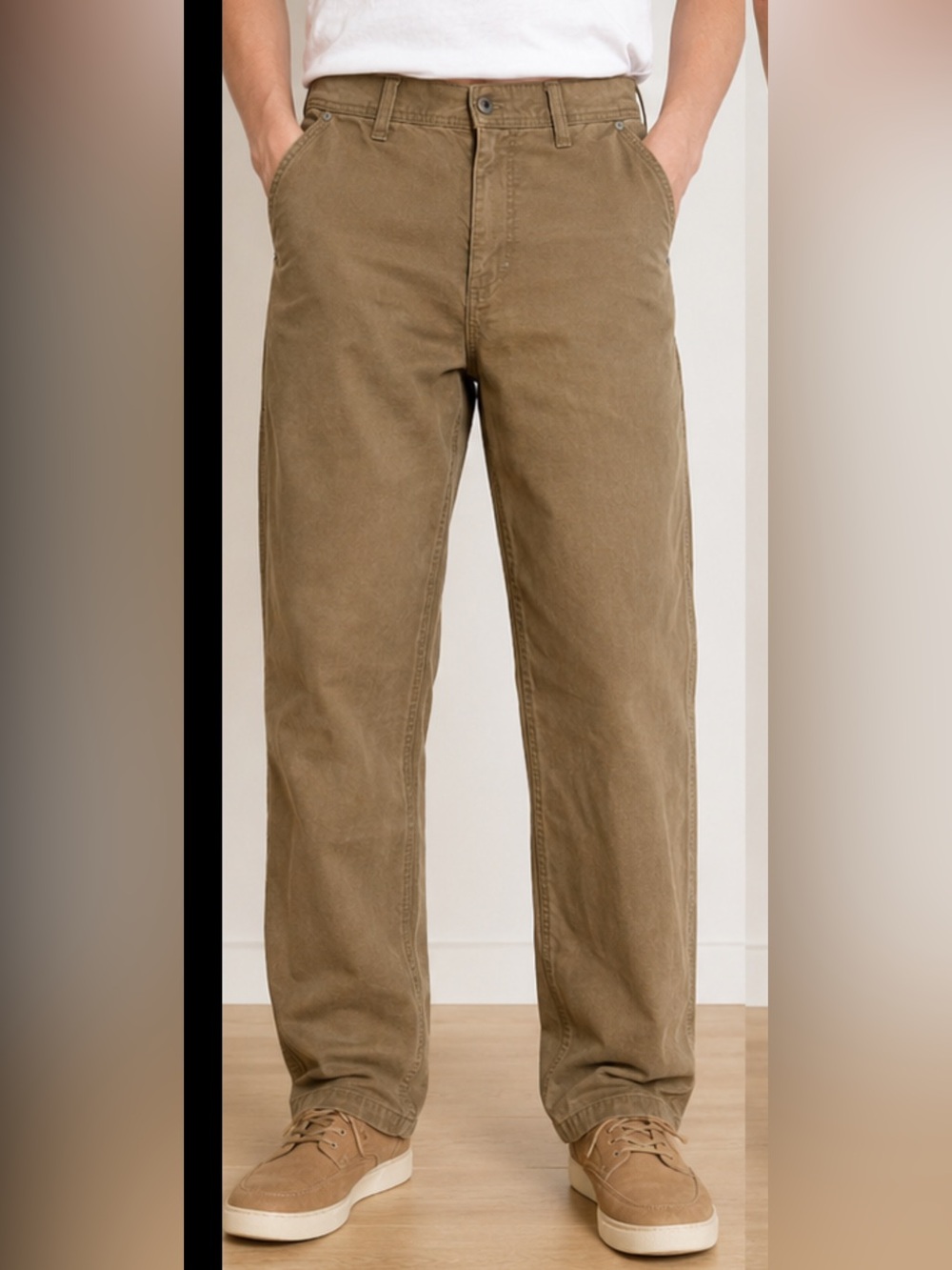 Eddie Bauer Men’s 32x30 Khaki Carpenter Utility Pants Cotton Workwear